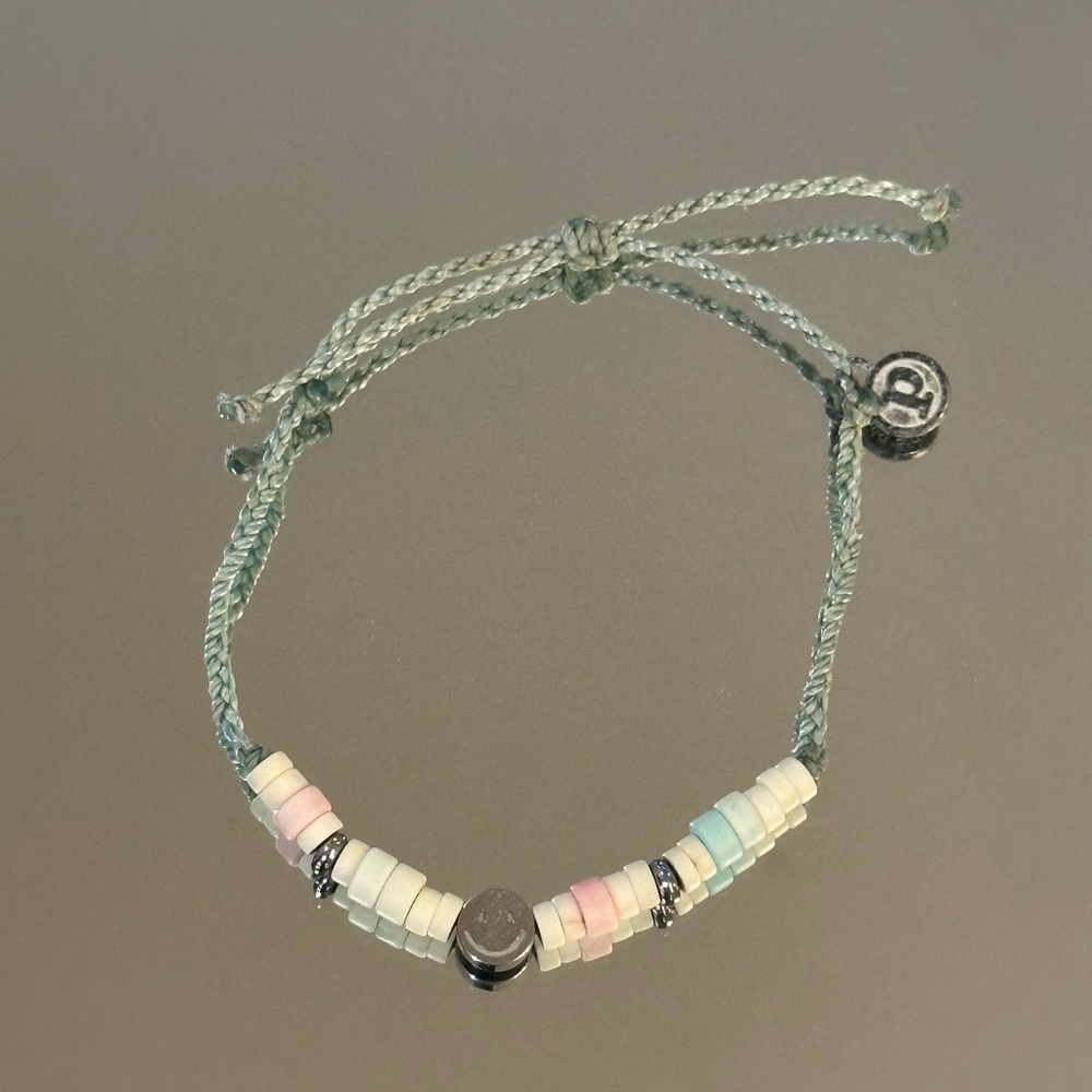 Pura Vida Pastel Disc Bracelet - Mint Cord with Silver Accents